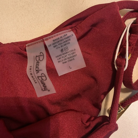 NWT Beach Bunny Maroon Tie String Bikini Bottom Lg - Picture 5 of 7